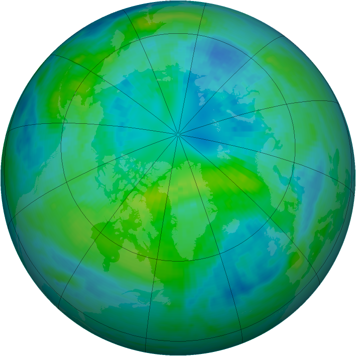 Arctic ozone map for 07 October 1990